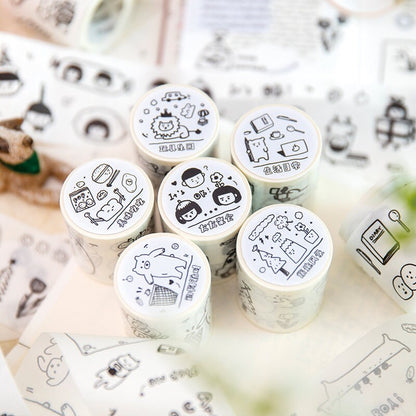Cute Graffiti World Washi Tape | Handdrawn Cartoon Washi Tape | Decorative Tapes | Planner Bujo Journaling Scrapbooking Supplies