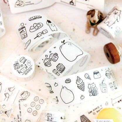 Cute Graffiti World Washi Tape | Handdrawn Cartoon Washi Tape | Decorative Tapes | Planner Bujo Journaling Scrapbooking Supplies