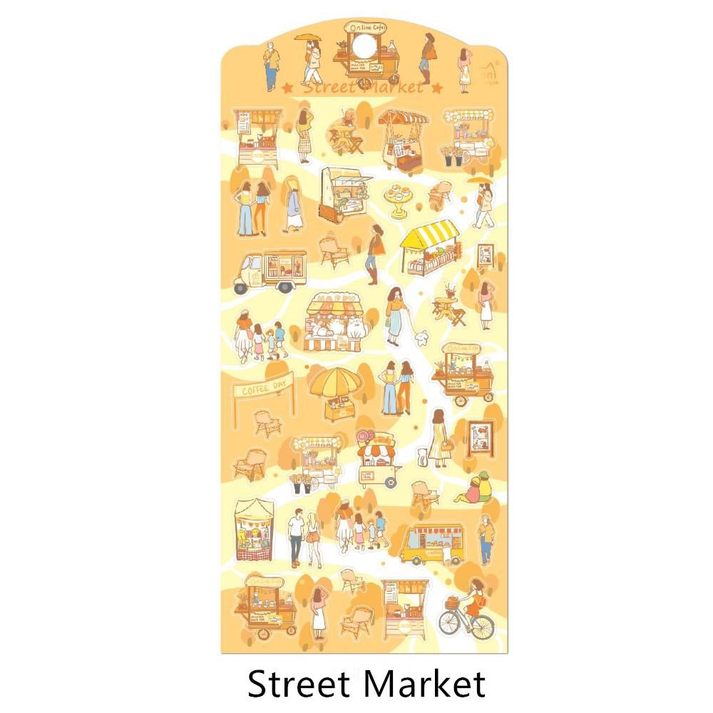 Nekoni Korean Market Zoo Coffee Shop Camping Life Stickers | Kawaii Scenes of Life Planner Stickers Junk Journal Scrapbooking Supplies