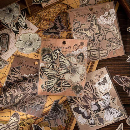 Retro Butterfly Stickers Pack | Vintage Leaf Flower Sticker Pack | Planner Bujo Junk Journal Vintage Journal Scrapbooking Sticker Supplies