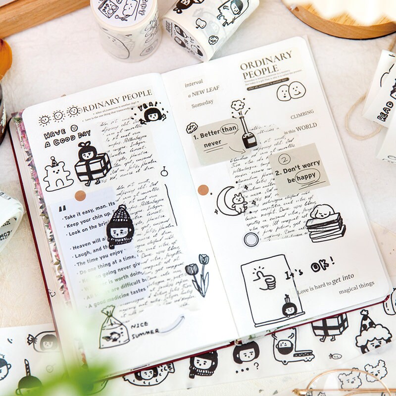 Cute Graffiti World Washi Tape | Handdrawn Cartoon Washi Tape | Decorative Tapes | Planner Bujo Journaling Scrapbooking Supplies
