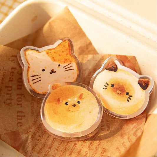 Cute Animal Acrylic Journal Clips | Hand-drawing Strong Clip | Kitten Acrylic Clips | Bread Acrylic Clips | Stationery Journal Supplies