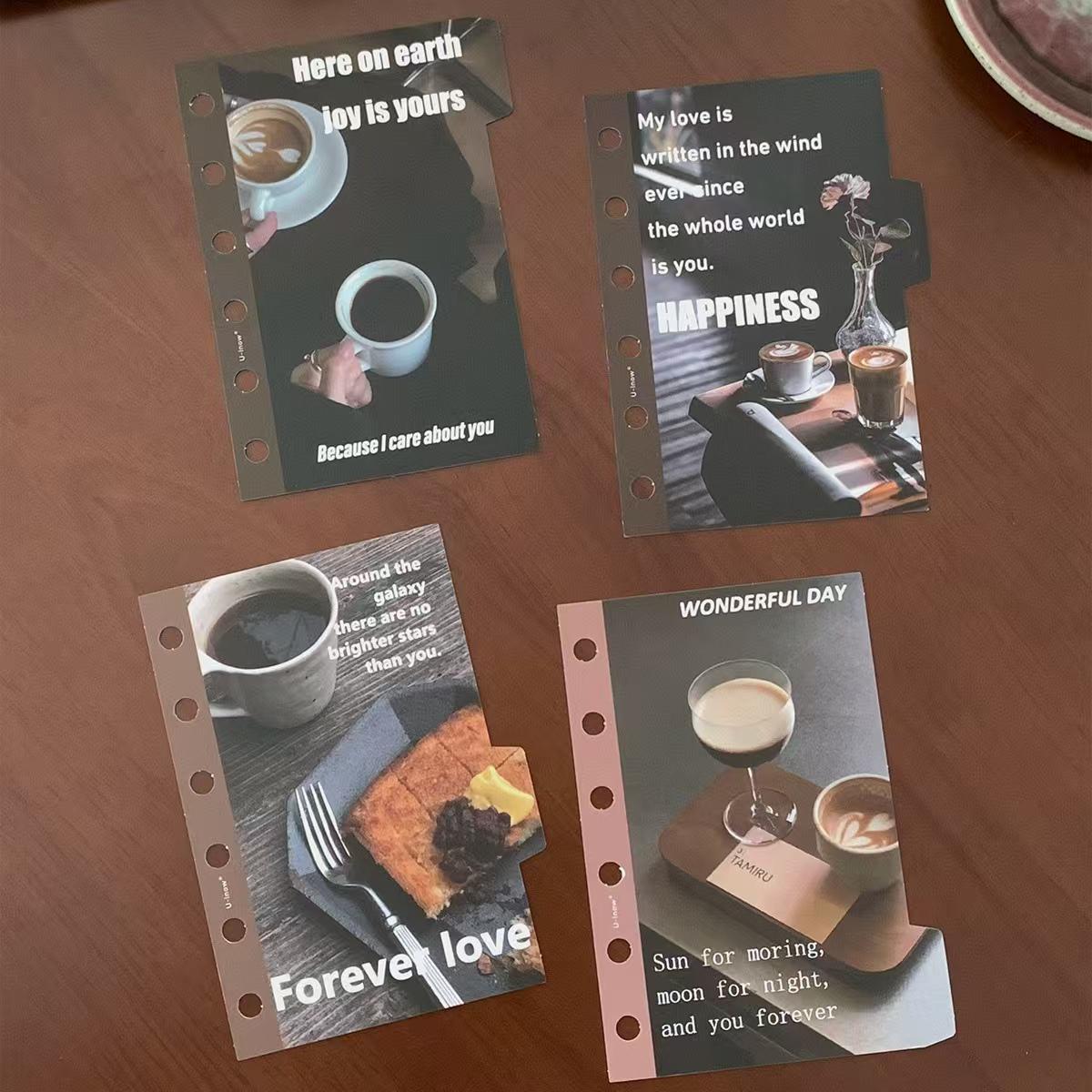Coffee Theme 6 Ring Binder Dividers | A7 M5 Size | Planner Dividers with Tabs | 2025  Printed Planner Dashboard Dividers
