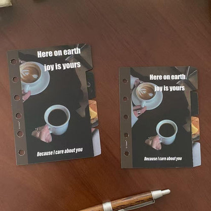 Coffee Theme 6 Ring Binder Dividers | A7 M5 Size | Planner Dividers with Tabs | 2025  Printed Planner Dashboard Dividers