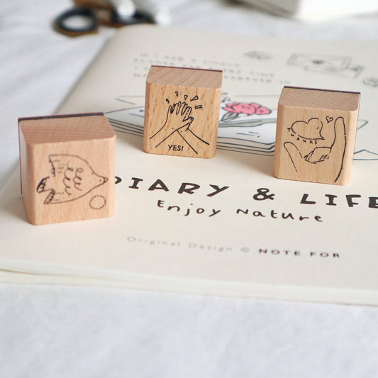 Gesture Rubber Stamp | Wooden Stamp Set | Scrapbooking Stamp | Planner Stamp |  | Midori Traveler’s Notebook