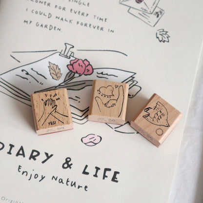 Gesture Rubber Stamp | Wooden Stamp Set | Scrapbooking Stamp | Planner Stamp |  | Midori Traveler’s Notebook