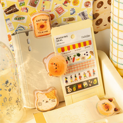 Cute Animal Acrylic Journal Clips | Hand-drawing Strong Clip | Kitten Acrylic Clips | Bread Acrylic Clips | Stationery Journal Supplies