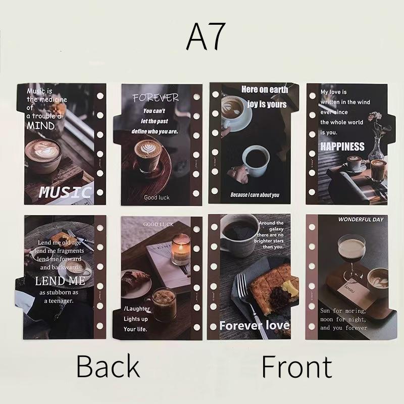 Coffee Theme 6 Ring Binder Dividers | A7 M5 Size | Planner Dividers with Tabs | 2025  Printed Planner Dashboard Dividers