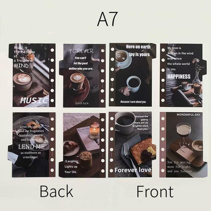 Coffee Theme 6 Ring Binder Dividers | A7 M5 Size | Planner Dividers with Tabs | 2025  Printed Planner Dashboard Dividers