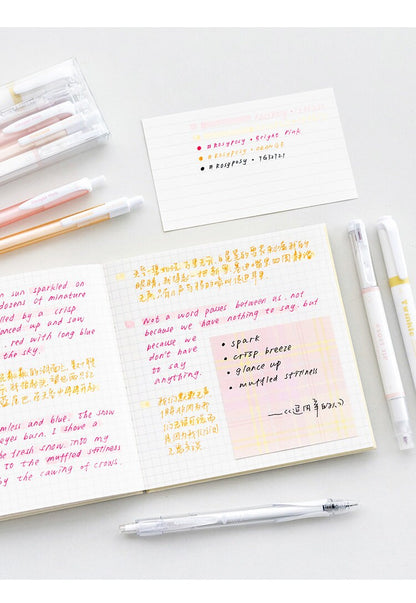 5pcs Color Note Pen Set |  Black Gel Ink Pens and Highlithers | Planner Pens | Note Taking | Creative Stationery | School Supplies