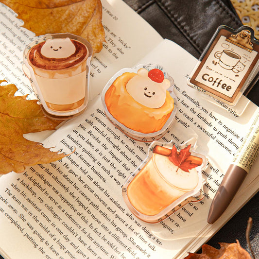 Cute Coffee Cake Acrylic Clips | Fridge Magnet | Strong Paper Clips | Cute Journal Supplies Planner Traveler's Notebook Accessories