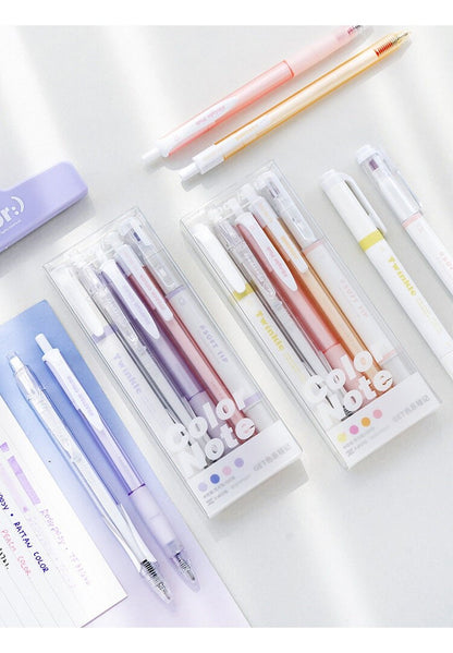 5pcs Color Note Pen Set |  Black Gel Ink Pens and Highlithers | Planner Pens | Note Taking | Creative Stationery | School Supplies