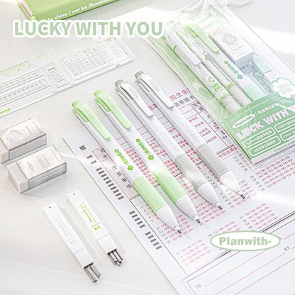 Lucky With You Exam Stationery Set | 2B Mechanical Pencil Rubber Ruler Gel Pen for Students | School Office Supplies Study School Supplies