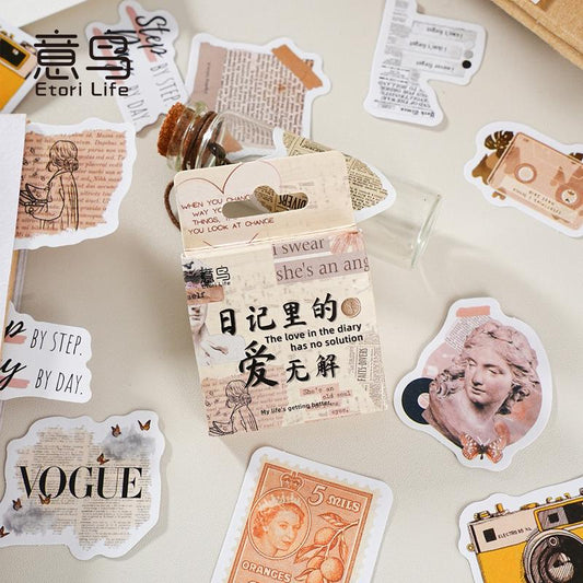 46pcs Retro Sticker Pack | Old Newspaper Camera Sculpture Stickers | Journal Scrapbooking Collage Crafting Supplies | Planner Sticker