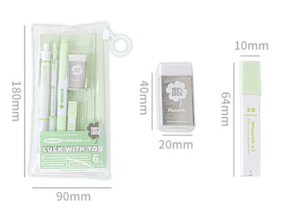 Lucky With You Exam Stationery Set | 2B Mechanical Pencil Rubber Ruler Gel Pen for Students | School Office Supplies Study School Supplies