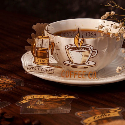 Retro Coffee Fragments Deco Stickers | Junk Journal |  | Scrapbooking | Sticker Pack