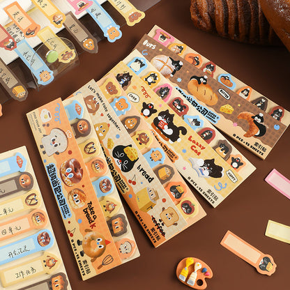 Kawaii Bread and Cat Page Marker | Sticky Notes | Cute Bread Page Flags | Page Markers | Sticky Tabs | Study School Planner Journal Supplies