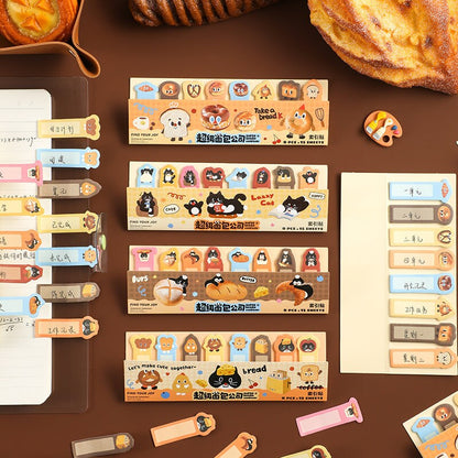 Kawaii Bread and Cat Page Marker | Sticky Notes | Cute Bread Page Flags | Page Markers | Sticky Tabs | Study School Planner Journal Supplies