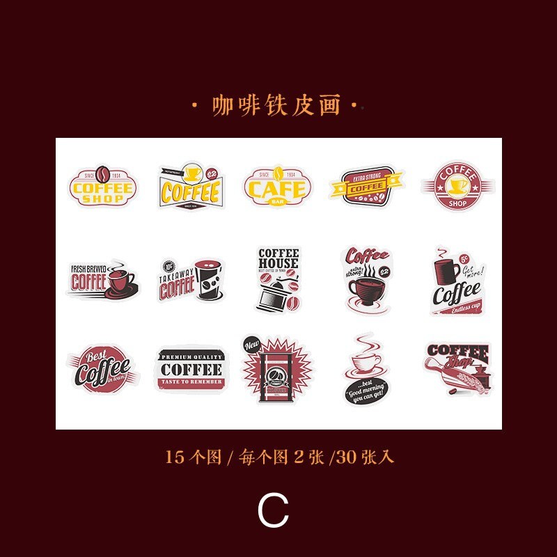 Retro Coffee Fragments Deco Stickers | Junk Journal |  | Scrapbooking | Sticker Pack
