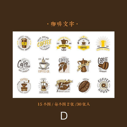 Retro Coffee Fragments Deco Stickers | Junk Journal |  | Scrapbooking | Sticker Pack