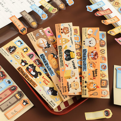 Kawaii Bread and Cat Page Marker | Sticky Notes | Cute Bread Page Flags | Page Markers | Sticky Tabs | Study School Planner Journal Supplies