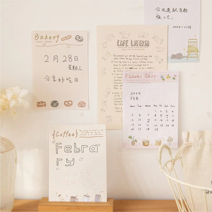 80pcs Cute Notepad | Coffee Bread Planner Memo Pad | Bakery Writing Pad | Planner Memo | Stationery Planner Journal Accessory Supplies