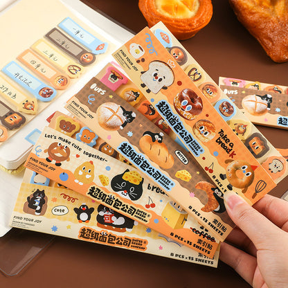 Kawaii Bread and Cat Page Marker | Sticky Notes | Cute Bread Page Flags | Page Markers | Sticky Tabs | Study School Planner Journal Supplies