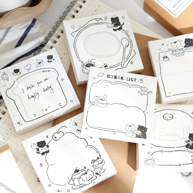 80 Sheets Cute Cat Memo Pad | Notepad | Catlover Gift | Planner Accessories | Kawaii Stationery Student Office School Supplies