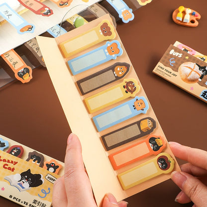 Kawaii Bread and Cat Page Marker | Sticky Notes | Cute Bread Page Flags | Page Markers | Sticky Tabs | Study School Planner Journal Supplies