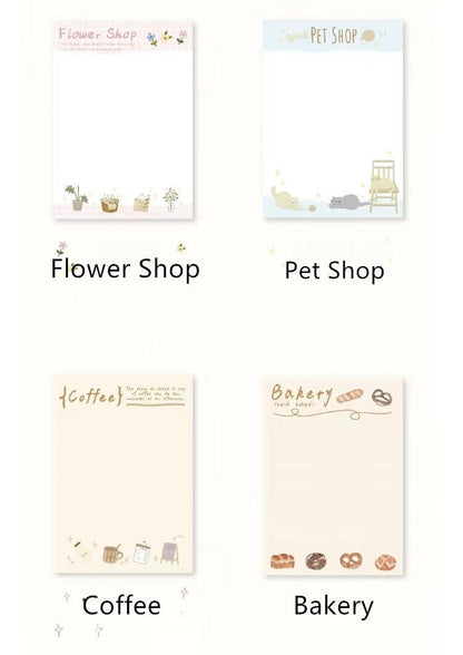 80pcs Cute Notepad | Coffee Bread Planner Memo Pad | Bakery Writing Pad | Planner Memo | Stationery Planner Journal Accessory Supplies
