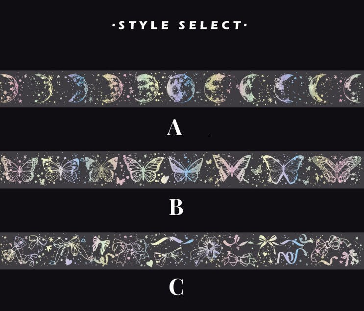 Silver Foil Laser Washi Tape |   | Japanese Washi Tape | Decorative Tapes | Planner BUJO Journaling Supplies