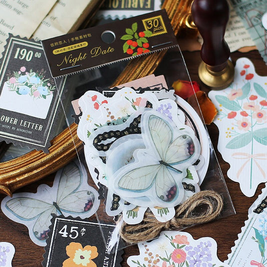30pcs Eden Post Sticker Pack / Floral Botanical /  Stickers / Planner Sticker Set / Junk Journal