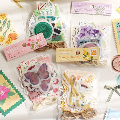 30pcs Eden Post Sticker Pack / Floral Botanical /  Stickers / Planner Sticker Set / Junk Journal