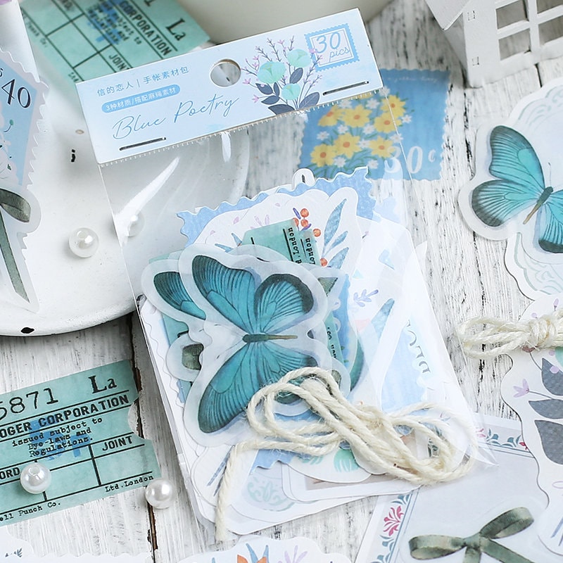 30pcs Eden Post Sticker Pack / Floral Botanical /  Stickers / Planner Sticker Set / Junk Journal