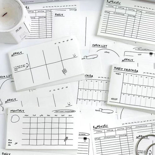 Daily Plan Sticky Note Pad | Weekly Monthly Planner | Habit Tracker |  Expense | Planner memo Pad | School Student Collage Supplies