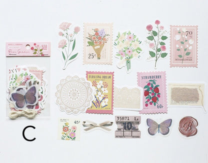 30pcs Eden Post Sticker Pack / Floral Botanical /  Stickers / Planner Sticker Set / Junk Journal
