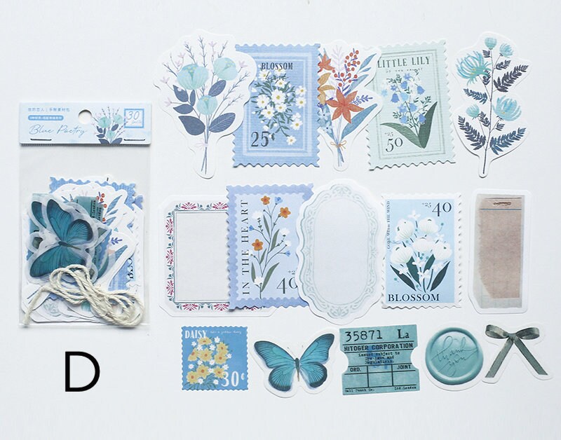 30pcs Eden Post Sticker Pack / Floral Botanical /  Stickers / Planner Sticker Set / Junk Journal