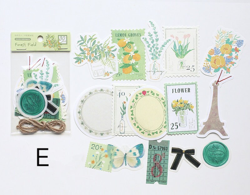 30pcs Eden Post Sticker Pack / Floral Botanical /  Stickers / Planner Sticker Set / Junk Journal