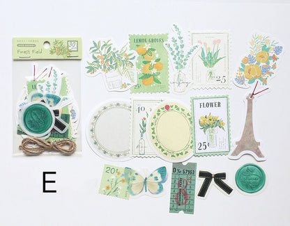 30pcs Eden Post Sticker Pack / Floral Botanical /  Stickers / Planner Sticker Set / Junk Journal