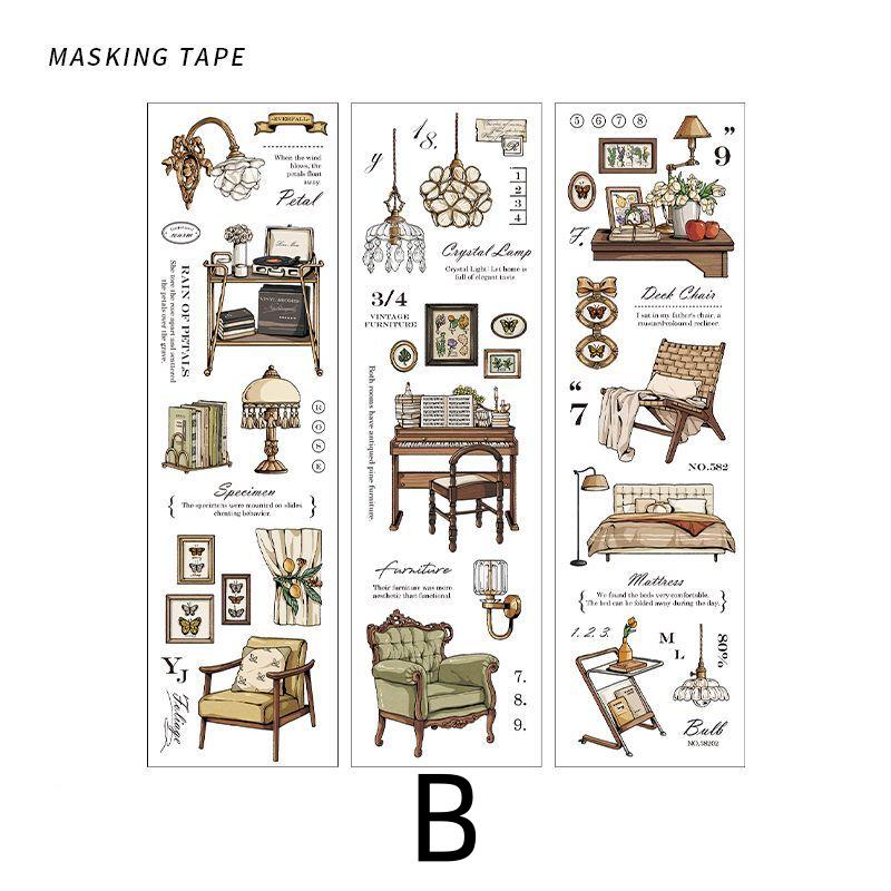 Life Aesthetics Retro Sticker Pack｜Tea Tailoring Home Stickers｜Planner Sticker Pack Junk Journal Bullet Journal Scrapbooking Craft Supplies