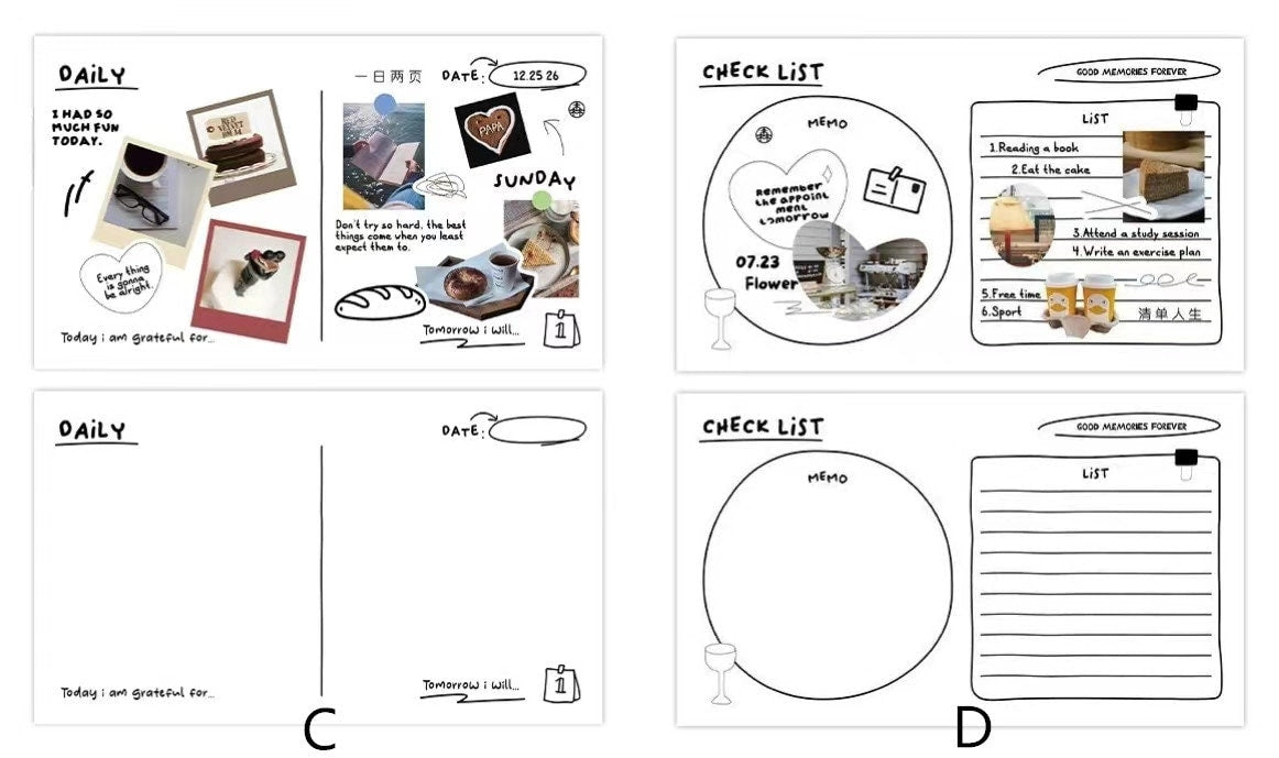 Daily Plan Sticky Note Pad | Weekly Monthly Planner | Habit Tracker |  Expense | Planner memo Pad | School Student Collage Supplies
