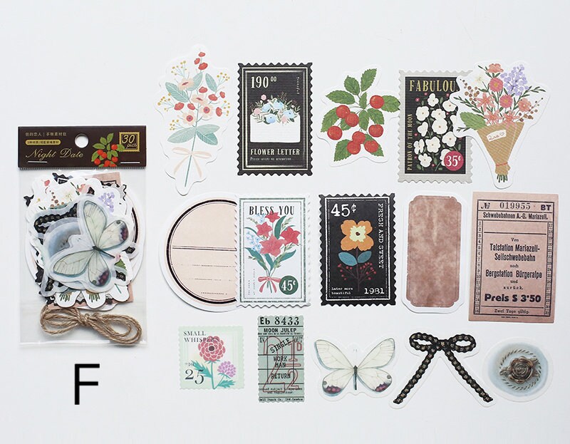 30pcs Eden Post Sticker Pack / Floral Botanical /  Stickers / Planner Sticker Set / Junk Journal