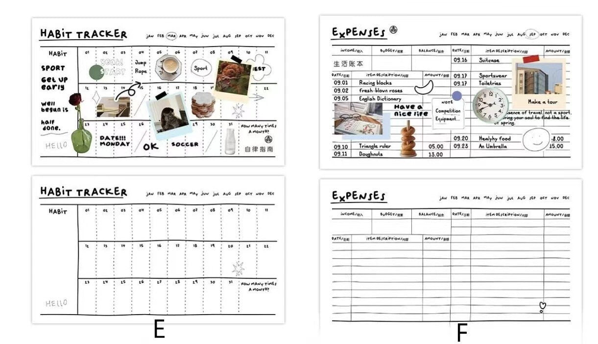 Daily Plan Sticky Note Pad | Weekly Monthly Planner | Habit Tracker |  Expense | Planner memo Pad | School Student Collage Supplies
