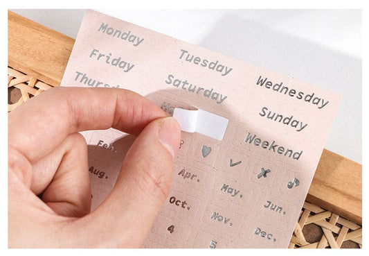 4 Sheets Gold Silver Foil Calendar Stickers | Planner Sticker Pack | BuJo Sticker kit | Functional Stickers