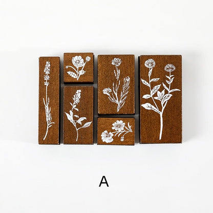 Collectors' Notes Floral Stamp | Wooden Stamp Set | Scrapbooking | Planner Stamp |  | Junk Journal Supplies