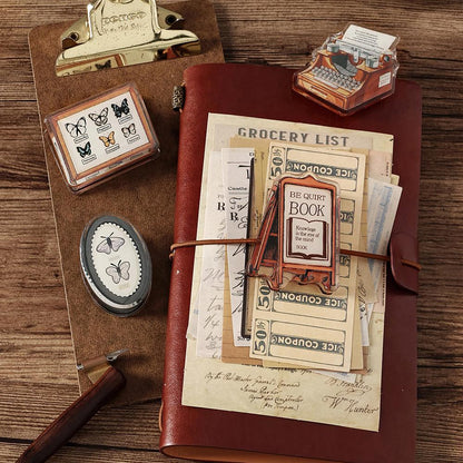 Retro Typewriter Butterfly Book Acrylic Journal Clips | Strong Paper Clips | Cute Stationery Journal Supplies Planner TN Accessories