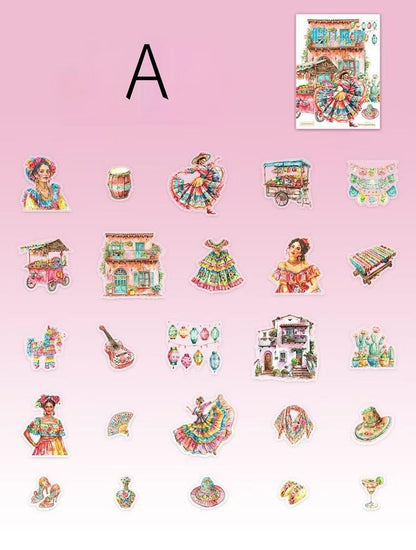 Girls on Holiday Sticker Pack | Tropical Summer Stickers | Bullet Journal Decor | Scrapbooking Collage Supplies | Cute Character Die Cuts