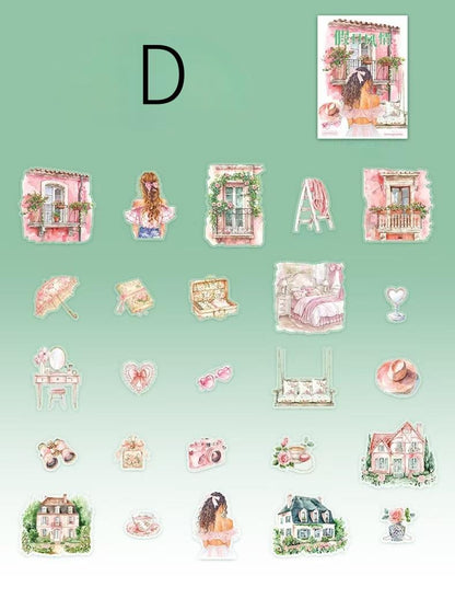 Girls on Holiday Sticker Pack | Tropical Summer Stickers | Bullet Journal Decor | Scrapbooking Collage Supplies | Cute Character Die Cuts