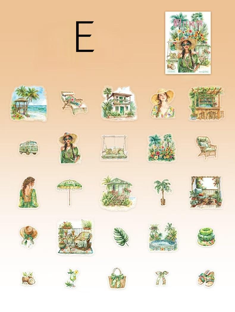Girls on Holiday Sticker Pack | Tropical Summer Stickers | Bullet Journal Decor | Scrapbooking Collage Supplies | Cute Character Die Cuts