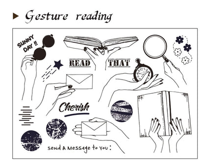 Gesture Reading Silicone Stamp | Transparent Clear Stamp Set | Scrapbooking Stamp | Planner Stamp |